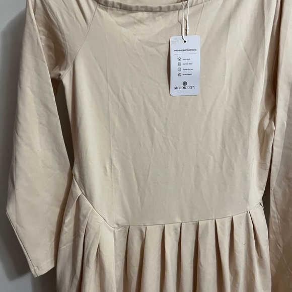 Merokeety Casual Long Sleeve Maxi Dress Pleated Waist 2026 Spring - Picture 10 of 13